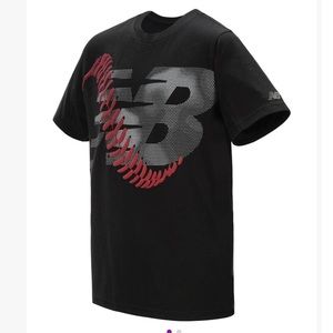 New Balance- Black NB baseball stitch Logo Graphic short-sleeve t-shirt-Boys XL-